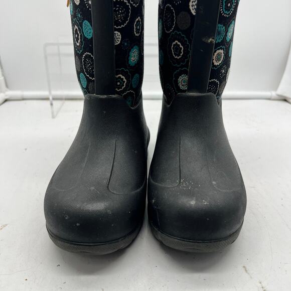 Bogs Boots Kids Youth 11 Neo Classic B Eye Dots Winter Snow Black Teal - Picture 2 of 9